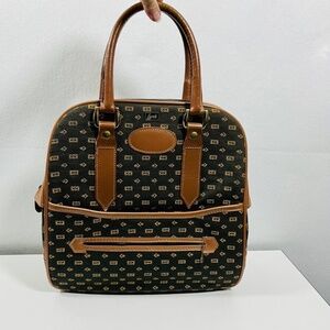 Vintage Lark Tapestry Travel Carry-on Luggage Bag With Key Leather Trim